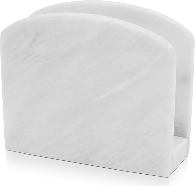 Radicaln Marble Napkin Holder 5.5" Inch White Handmade Dining Table Napkins Holder - Simple Modern Home & Kitchen Paper Towel Holder Countertop For Home Decor