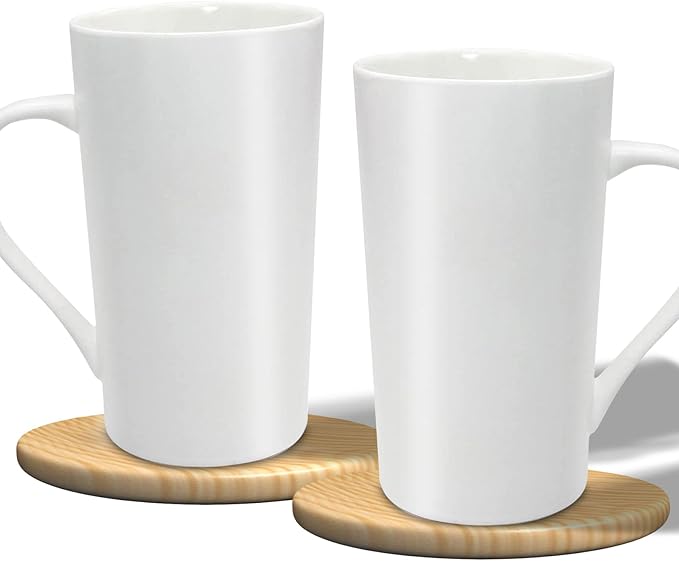 20oz Ceramic Coffee Mugs Large Latte Mugs Modern White Drinking Cups with Handles Set of 4 Perfect for Tea, Coffee, Cocoa