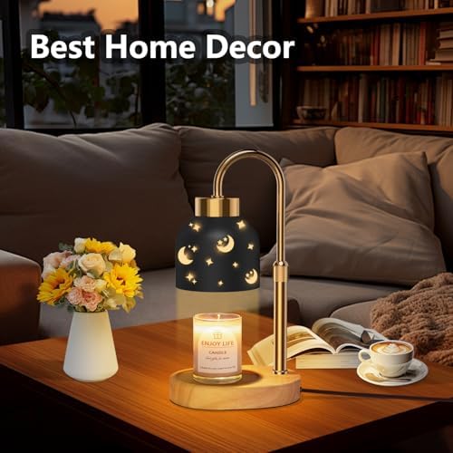 seenlast Candle Warmer Lamp with 2 Bulbs, with Dimmer Adjustable Height,Mothers Day Gifts,Vintage Home Decor,2/4/8H Timer