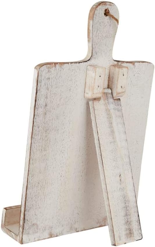 Wedding Gifts Wooden Cookbook Stand Chopping Board Style Foldable Recipe Book Stand Holder Easel for Kitchen Text Book Tablet L 9.5 x B 1.5 x H 14 inches (White) Cooking Gifts
