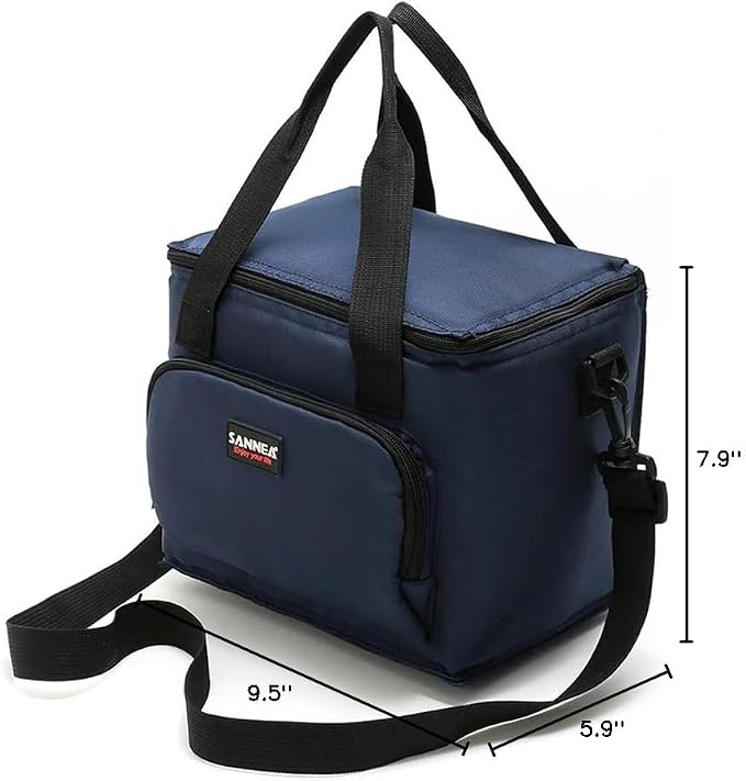 Reusable Insulated Thermal Lunch Bag Cute Lunch Box for Adult Women Work Office Outdoor Travel Picnic Beach BBQ party (Navy)