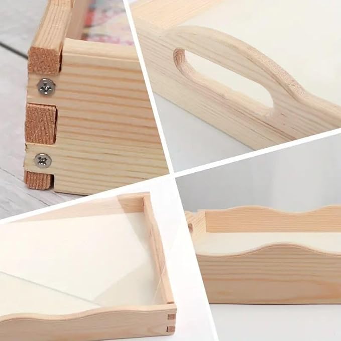 DIY Diamond Serving Tray Rectangular Breakfast Tray with Handle Handmade Diamond Art Painting Wooden Tray for Dinner Plate Coffee Room Living Home Organizer-Cat01
