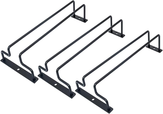 9.64-Inch Under Cabinet Wine Glass Rack Stemware Holder Glasses Storage Hanger Metal Organizer for Bar Kitchen Black