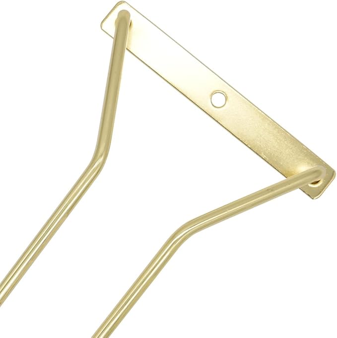 35.5cm Wine Glass Rack - Under Cabinet Stemware Wine Glass Holder Glasses Storage Hanger Stainless Steel Organizer for Bar Kitchen, Gold Finish (1 Rows, 2 Pack)