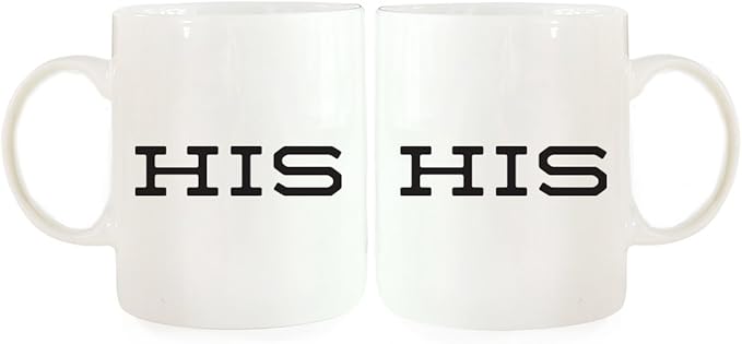 Andaz Press Funny Couples 11 oz Ceramic Coffee Mugs, His, His, His and Hers Coffee Mug Set of 2, Valentines Couples Mugs for Him and Her, Mr and Mrs Mugs, Couple Mugs for Husband and Wife