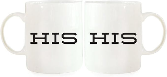 Andaz Press Funny Couples 11 oz Ceramic Coffee Mugs, His, His, His and Hers Coffee Mug Set of 2, Valentines Couples Mugs for Him and Her, Mr and Mrs Mugs, Couple Mugs for Husband and Wife
