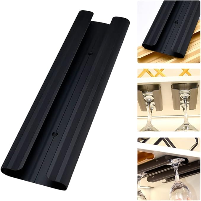 DOITOOL Metal Wine Glass Hanging Rack: Under Cabinet Stemware Holder Glasses Storage Hanger Metal Hanging Stemware Organizer for Kitchen Bar