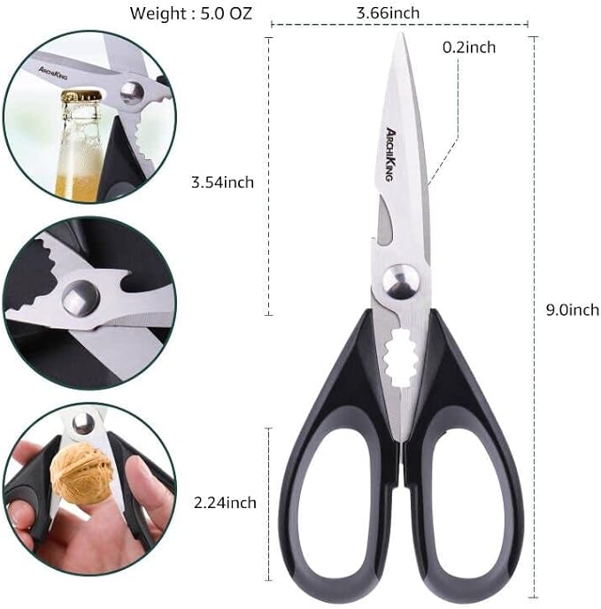 Kitchen Shears Scissor & Cooking Scissors - Sharp Blades, Professional Stainless Steel Scissors for Food Meat Poultry Vegetable - Dishwasher Safe - All-Purpose Chef's Tool…