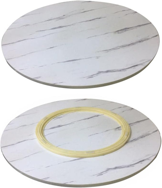 Kitchen Lazy Susan Large Wood Turntable For Round Table - Swivel Serving Tray - 360 ° Flexible Rotation For Easy Share All Foods, One Piece With Bearing, No Need To Install (Color : White-B, Size :