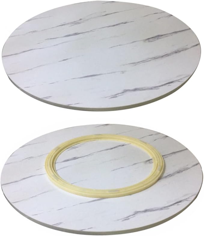 Kitchen Lazy Susan Large Wood Turntable For Round Table - Swivel Serving Tray - 360 ° Flexible Rotation For Easy Share All Foods, One Piece With Bearing, No Need To Install (Color : White-B, Size :
