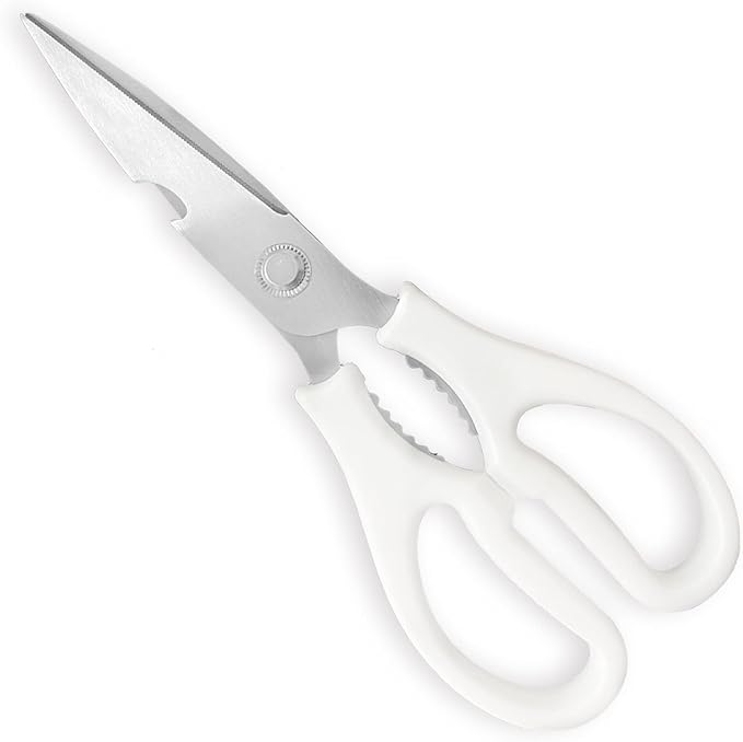 Kitchen Shears, Multi-function Heavy Duty Dishwasher Safe Poultry Shears, Food Grade Stainless Steel Sharp Utility Scissors for Food, White