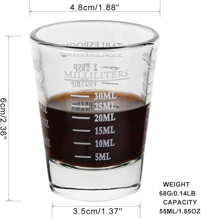 Set of 6 White Shot Glasses - Heavy Glass, Perfect for Measuring Espresso, Wine, and More 26-Incremental Measurement 1oz, 6 Tsp, 2 Tbs, 30ml (6, White)