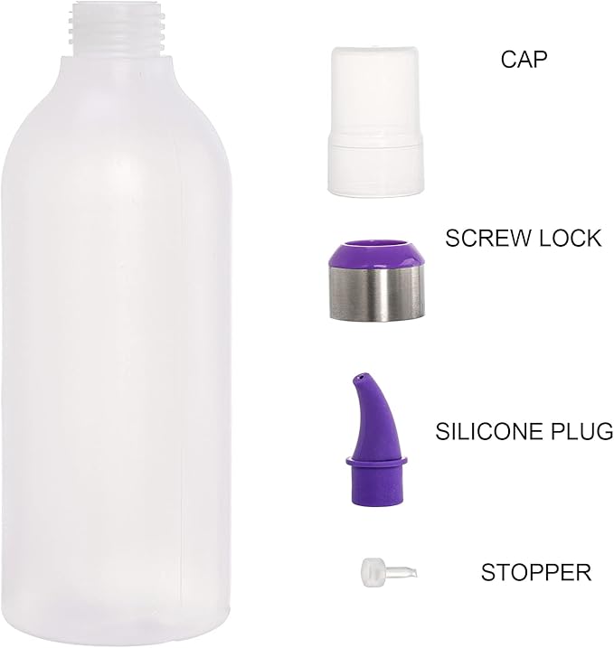 Lawei 6 Pack 15 oz Plastic Squeeze Condiment Bottle - Plastic Squirt Bottles with Lids and Colored Tips - Perfect for Condiments, Sauce, BBQ, Dressings, Syrup, Arts and Crafts