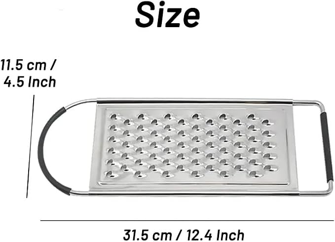 1 Pack Professional Cheese Grater - Handheld Flat Coarse Stainless Steel Graters for Kitchen - Food Grater with Anti-Slip Handle for Chocolate, Potato, Vegetable, Butter （Silver）