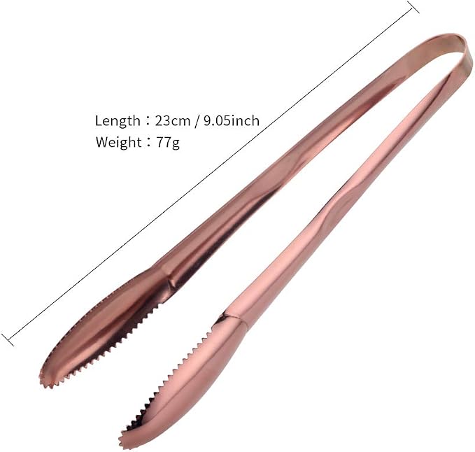 9 Inch Rose Gold Stainless Steel Serving Tongs, Set of 2