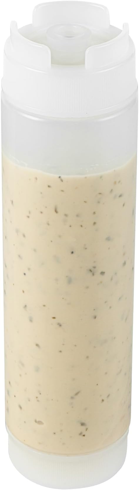 Restaurantware Plastic Squeeze Bottle 16 oz Refillable Condiment Bottle Large Valve Dishwashable Clear Inverted Sauce Dispenser For Thick Condiments, Dressings, Batter, Sour Cream, And Syrups