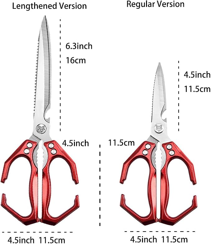 Extended Blade All Purpose Heavy Duty Kitchen Shears for Cooking BBQ, Ergonomi Roast Food Cutting Scissors Dishwasher Safe