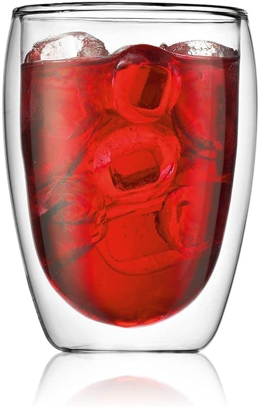 Bodum 12oz Pavina Double Wall Insulated Tumbler, High-Heat Borosilicate Glass, Set of 6, Clear