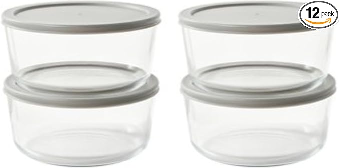 8-Piece Glass Food Storage Containers Set (4 Containers + 4 BPA-Free Lids) | 6.5-Cup, Leakproof | Microwave, Freezer, Oven & Dishwasher Safe | Ideal for Meal Prep & Pantry Organization, Grey