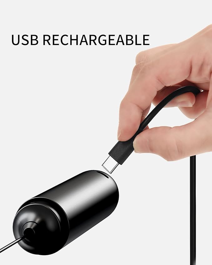 CIRCLE JOY Rechargeable Milk Frother Hanheld with Stand, Dual Coil Whisk Head Electric Coffee Frother, Portable Hand Frother Wand Drink Mixer for Matcha Lattes Cappuccino, Kitchen Gifts, Black