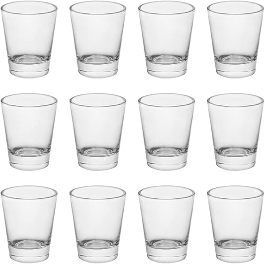 Heavy Base Shot Glasses, 1.5 oz Sets of Clear Shot Glass (12 Pack), Measuring Cup for Espresso, Liquid, and Wine - Heavy Glass (Glass, 12Pack)