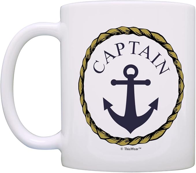 Captain and First Mate Couples Sailing Nautical Mug Bundle 2 Pack 11oz Ceramic Coffee Mugs Set