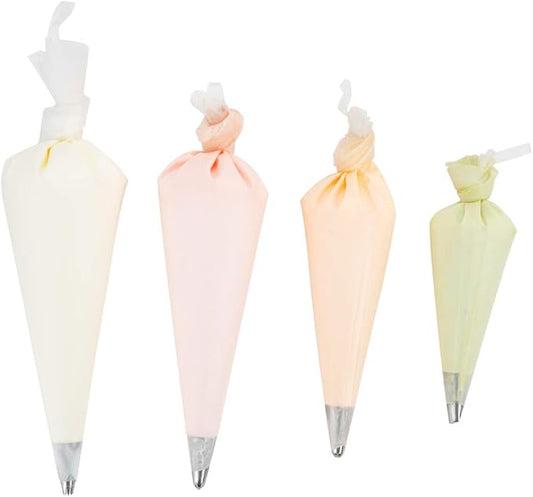 Pastry Tek Piping Bag Set, Set Of 4 Reusable Icing Bags - Durable, White Silicone Pastry Bag Set, Anti Burst, Decorate Cakes, Cupcakes, Macarons, Or Cookies - Restaurantware