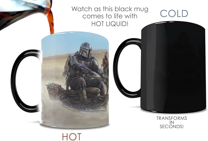 Morphing Mugs Star Wars – The Mandalorian – The Marshal - Thomas Kinkade Studios – One 11 oz Color Changing Ceramic Mug – Image Revealed When HOT Liquid Is Added! MMUG1445