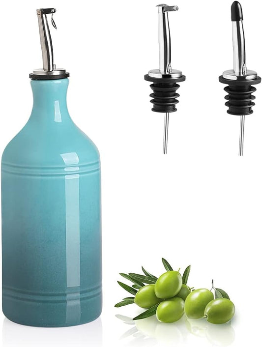 Sweejar Ceramic Olive Oil Dispenser Bottle, Opaque Oil Cruet Protects to Reduce Oxidation, Suitable for Storage Vinegar, Coffee Syrups & Other Liquids, Pack of 1, 15.5 Fl Oz(Gradient Blue)