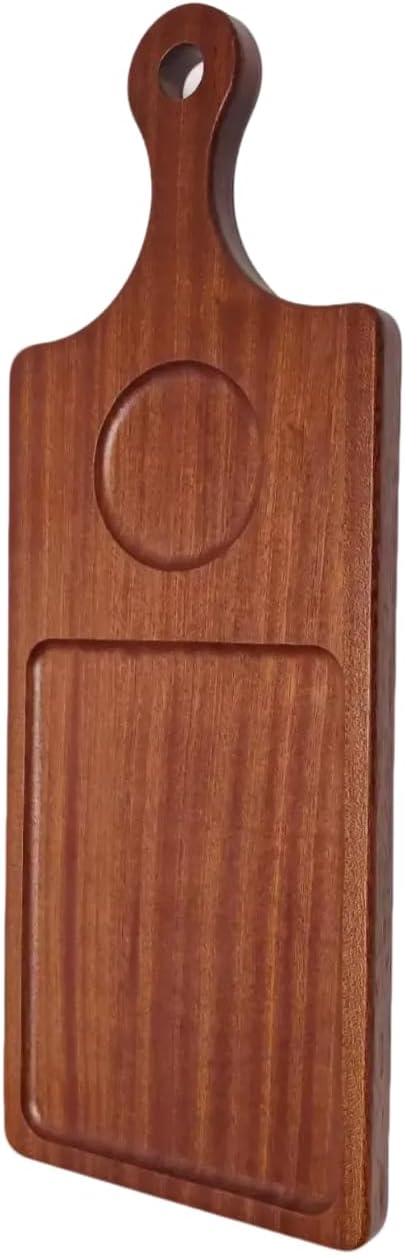 Black Walnut Wood Serving Board with Handle - 15" x 6" Food Serving Tray for Kitchen Appetizers, Wooden Cutting Chopping Board for Meat, Vegetables, Bread, Cheese Board