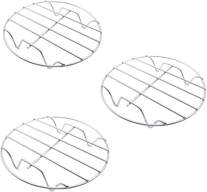 3 Pack Round Cooling Steaming Cake Rack, Stainless Steel Circular Wire Baking Rack for Air Fryer, Stockpot, Pressure Cooker (6/7/8 Inch)