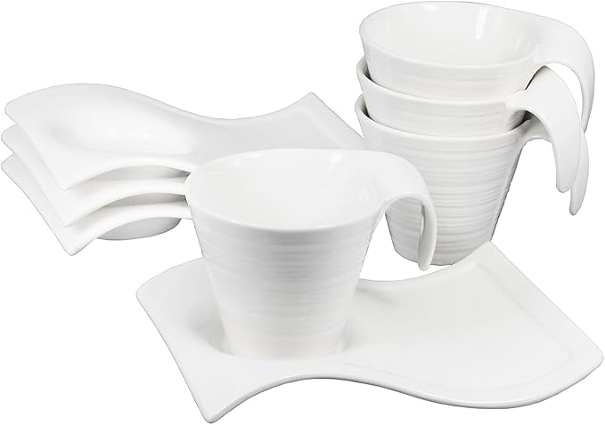 Porcelain Coffee cup and saucer Mugs,5.17 Ounce, Savor Espresso Mugs Cups for Latte, Hot Tea, Cappuccino, Mocha, Cocoa, Mugs Set