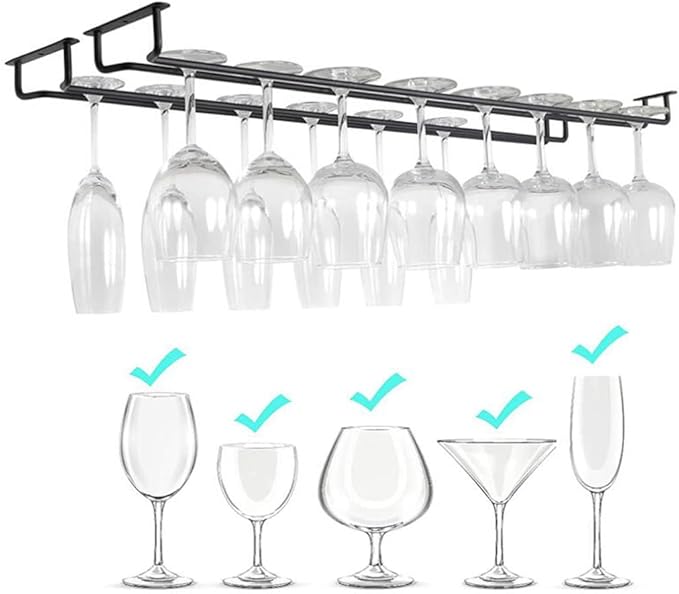 Hoshen Single Slot Inverted Goblet Holder, Wine Glass Holder with Screws, Simple Hanging Glass Holder for Home Bar Cabinet, 15.7"/40CM
