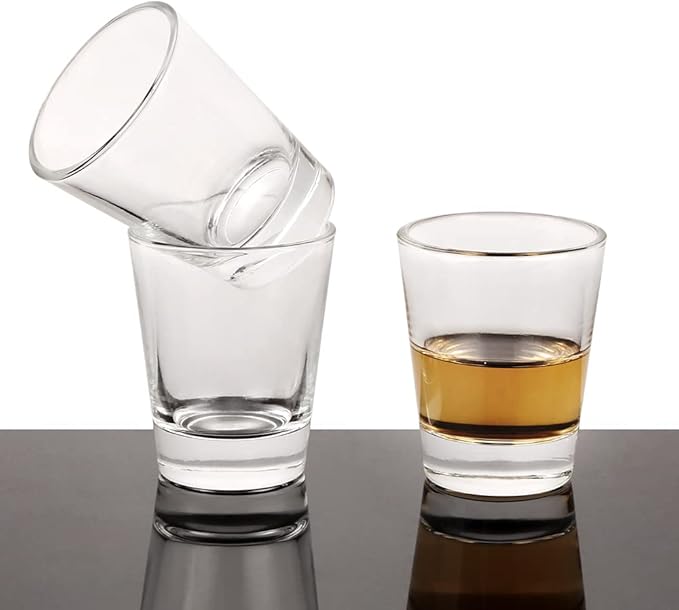 Heavy Base Shot Glasses, 1.5 oz Sets of Clear Shot Glass (4 Pack), Measuring Cup for Espresso, Liquid, and Wine - Heavy Glass (Glass, 4Pack)
