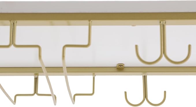 Industrial Wall Mounted Wine Rack with Glass Holder Shelf, Metal Ceiling Hanging Stemware Rack, Floating Storage Shelf for Bar Cafe Kitchen Restaurant