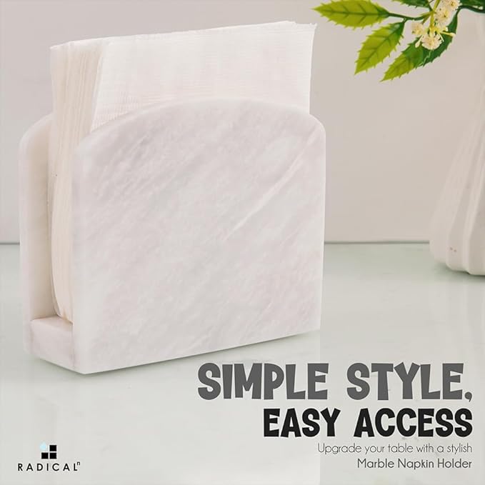 Radicaln Marble Napkin Holder 5.5" Inch White Handmade Dining Table Napkins Holder - Simple Modern Home & Kitchen Paper Towel Holder Countertop For Home Decor