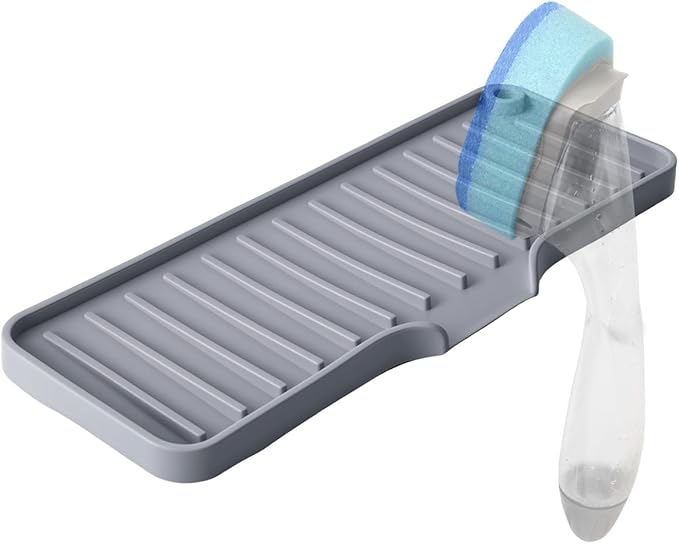 Dish Wand Holder Compatible with Scotch-Brite Dishwand,Silicone Sponge Holder Kitchen Sink Organizer Tray for Dish Caddy Soap Dispenser Scrubber Spoon Bottle