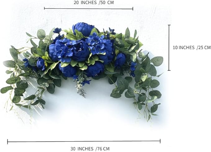 H&S BRIDAL Wedding Arch Flowers, 30 Inch Rustic Artificial Floral Swag for Door Lintel, Green Leaves Rose Peony Sunflowers Table Centerpieces Home Decoration