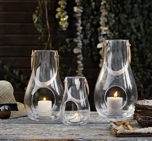 Holmegaard Design with Light Lantern, Clear, 9.8" H x 6.1" D, Designed by Maria Berntsen, Gift Box Included