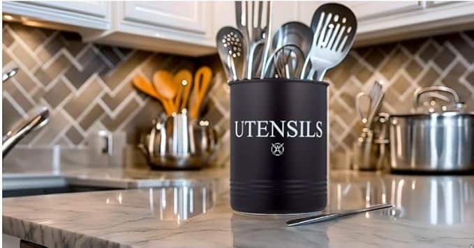 Utensil Holder Large Crocks Kitchen (black)