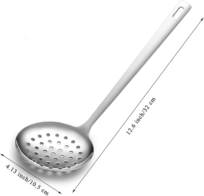 Berglander Kitchen Skimmer Slotted Spoon - Stainless Steel Spider Strainer for Straining Pasta/Cooking/Frying, Durable Rust-Resistant Kitchen Utensils Skimmer Ladle