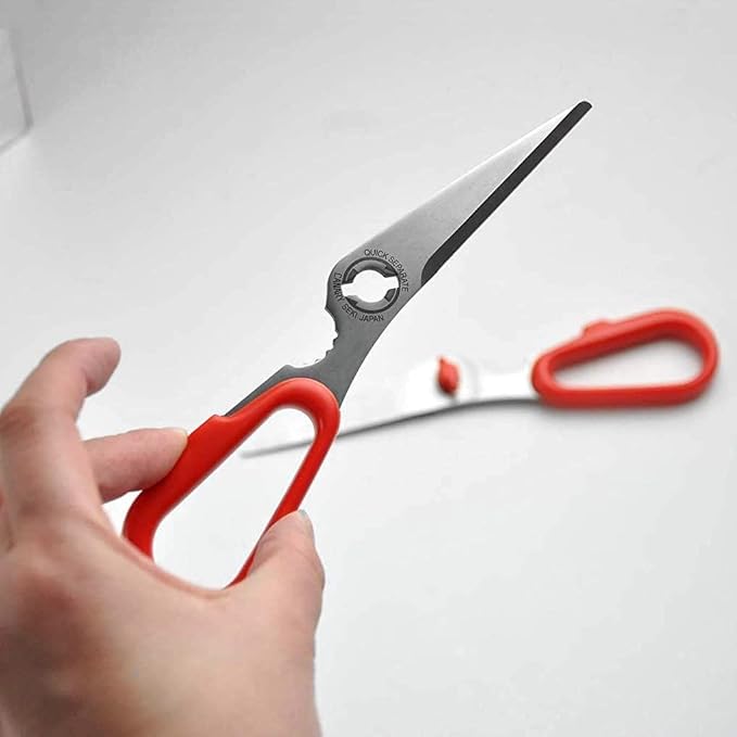 CANARY Japanese Food Scissors 6.8" Small Lightweight, Made in JAPAN, Dishwasher Safe Come Apart Blade, Easy Clean Kitchen Shears with Removable Blades, Rust Resistant Japanese Stainless Steel, Red