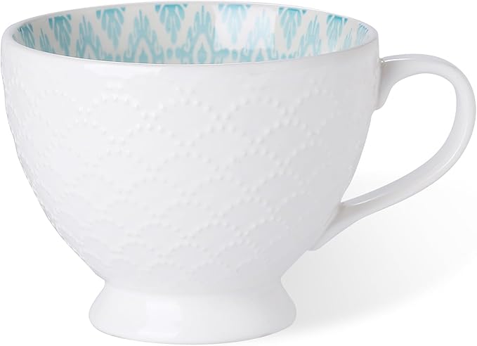 Signature Housewares Pad Print Set of 4 Assorted Footed 14oz Mugs, PP13 Multicolor (Pack of 3)