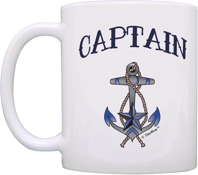 Captain & First Mate Couples Nautical Mug Set Sailing Boat Bundle 2 Pack 11oz Ceramic Coffee Mugs White