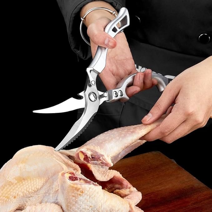 Heavy Duty Stainless Steel Kitchen Scissors, Professional Cooking and Poultry Shears for Bones, Turkey, Meat, Fish and Vegetables, 1-Pack