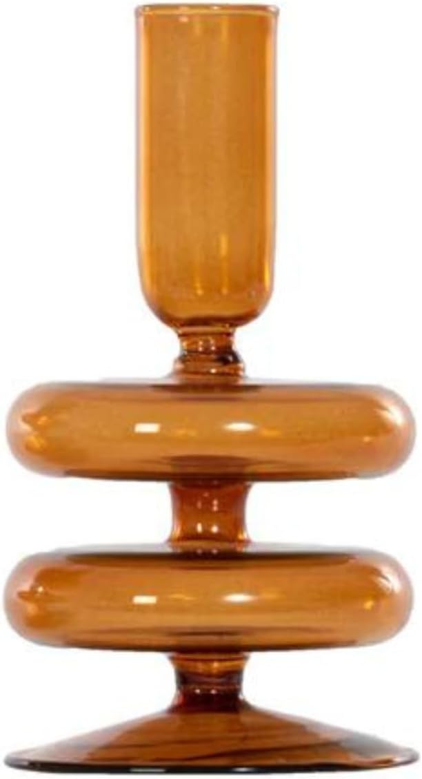 Saffron Candle Holder Stacked – by Alice Lane Home Collection - Elevate Your Ambiance – Exquisite Saffron Glass – Rich Warm Hue Stunning for All Occasions
