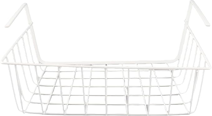 Under Shelf Basket, Metal Under Shelf Storage Hanging Wire Basket Shelves Desk Bookshelf Pantry Organizers for Kitchen Office Laundry Room Space Saving Multipurpose (M) (M)
