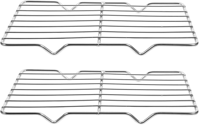 PRETYZOOM 2pcs Stainless Steel Cooling Rack Set Sturdy Wire Rack for Baking Roasting and Cooking for Bread Cookies BBQ and Oven Use