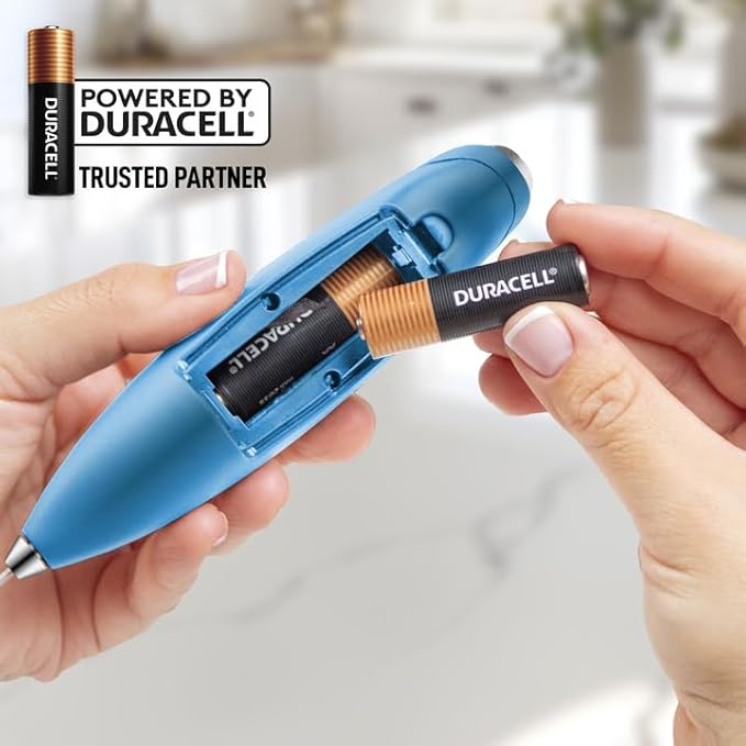Zulay Kitchen Powerful Milk Frother Wand With Duracell Batteries - Ultra Fast Handheld Drink Mixer - Electric Whisk Foam Maker for Coffee, Lattes, Cappuccino & Matcha - Z1 Motor - Metal Blue