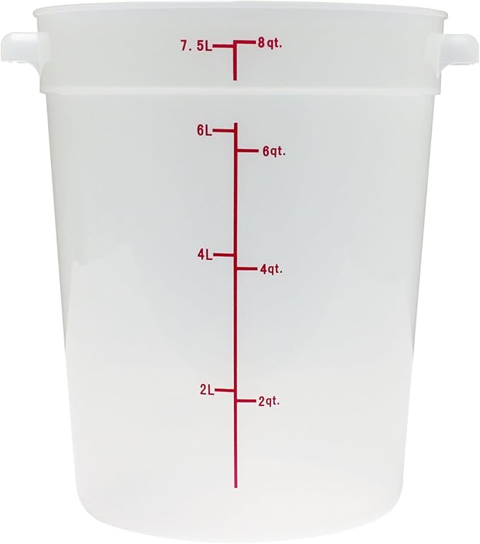 TrueCraftware- 8 Qt. Round Food Storage Container Translucent Polypropylene- Commercial Food Storage Containers Meal Prep Containers Reusable Food Containers for Pantry Kitchen Storage Organization